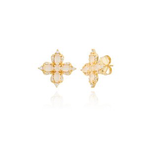 Brinco cravejado mar de capri banhado em ouro 18K