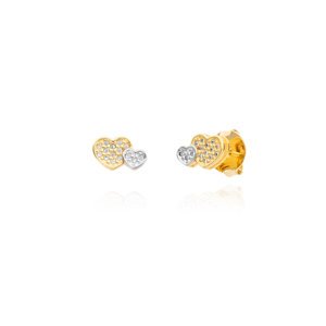 Brinco corações unidos - banho ouro 18k