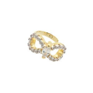 Piercing laço cravejado com navetes e zircônias - banho ouro 18k