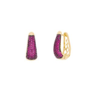 Brinco cravejado de click banhado em ouro 18K