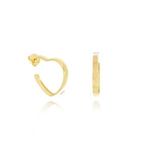 Brinco argola de coração banhado em ouro 18K