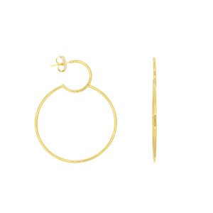 Brinco argolas lisas com design sobreposto - banhado em ouro 18k