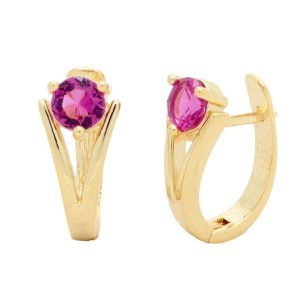 Brinco click com pedra de zircônia grande - banho ouro 18k