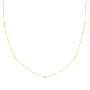 Colar longo com pontos de luz banhado em ouro 18K