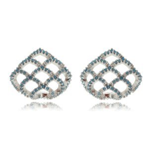 Brinco luxo todo cravejado com perfil Ear Cuff - Ródio branco