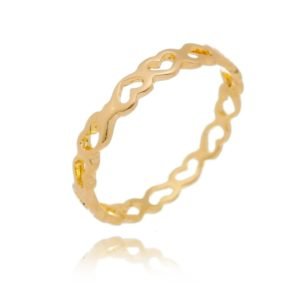 Anel com elos de corações banhado a ouro 18k
