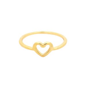 Anel delicado com coração banhado em ouro 18k