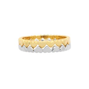 Conjunto de anéis corações banhado em ouro 18k e rodio branco