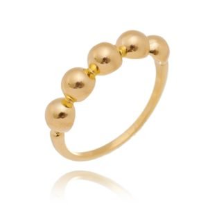 Anel aparador com meia esferas banhado em ouro 18k