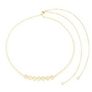 Colar meia riviera com trevo cravejado de zircônia - banho ouro 18k