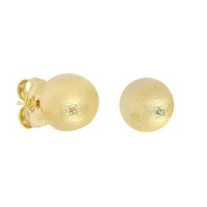 Brinco bola amassada 9mm fosca banhado em ouro 18K