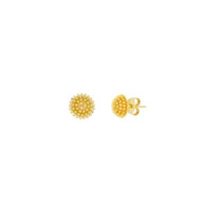 Brinco redondo com bolinhas banhado em ouro 18K
