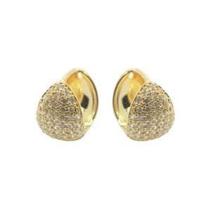 Brinco click formato gota com pave de pedras zirconias