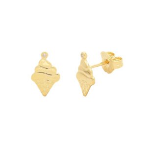 Brinco sorvetinho e pedrinha de zirconia