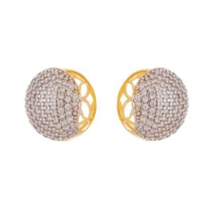 Brinco bola de argola click todo cravejado com zircônias