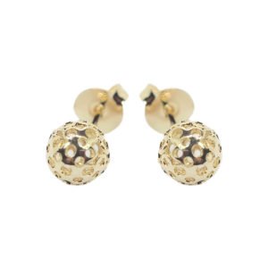 Brinco bolinha com furinhos 7mm - banhado em ouro 18k