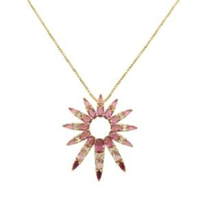 Colar luxo com 12 pontas de pedras em camadas coloridas - banhado em ouro 18k