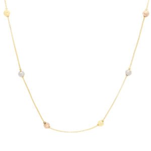 Colar com bolinhas foscas de banhos alternados Ouro 18K Rodio branco e Rosê