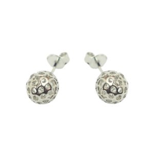 Brinco bolinha com furinhos 7mm - banhado em rodio branco