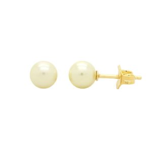 Brinco Solitário Pérola 7mm - banhado em ouro 18k