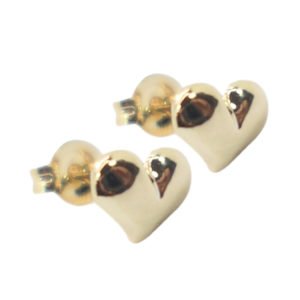 Brinco coração liso - banho ouro 18k