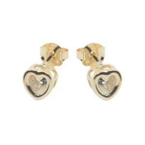 Brinco coração zirconia 6mm em galeria - ouro 18k