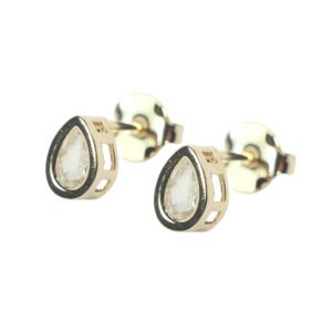 Brinco gota com zirconia M em galeria - banhado em ouro 18k