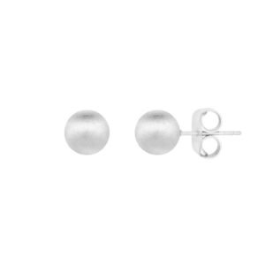 Brinco de bola fosco 8mm - banho rodio branco