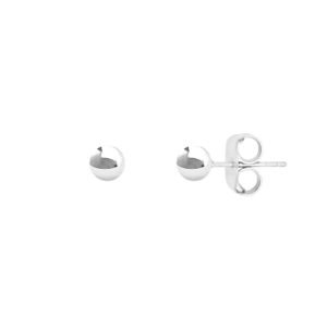 Brinco de bola lisa 5mm -banhado em rodio branco