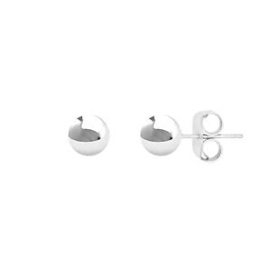 Brinco de bola lisa 7mm - banhado em rodio branco