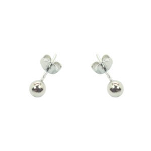 Brinco de bolinha fosco 4mm- banhada em rodio branco
