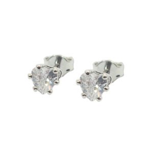 Brinco coração zirconia G em galeria - rodio branco