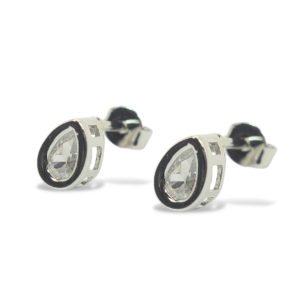 Brinco gota com zirconia M em galeria - banhado em rodio branco