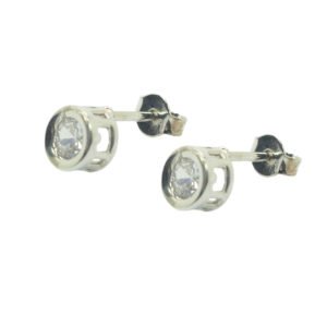 Brinco redondo zirconia 5mm em galeria - banho rodio branco