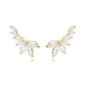 Brinco Ear Cuff Navetes com Pedras de Cores Variadas