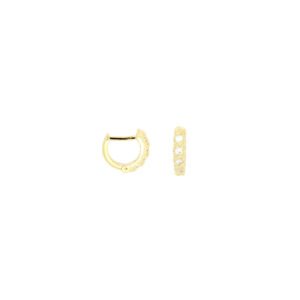 Brinco argola torcida cravejada - Banhada em ouro 18k