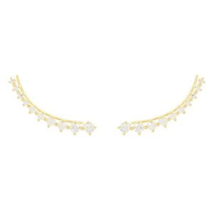 Brinco ear cuff pedras - Banho ouro