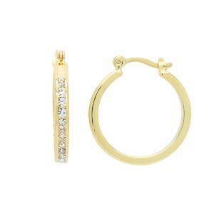Brinco argola com zircônias - Banho ouro 18k
