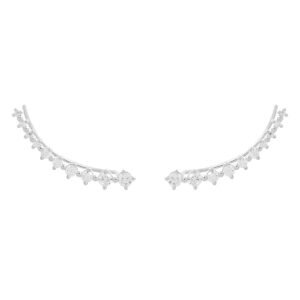 Brinco ear cuff pedras - Banho ródio branco