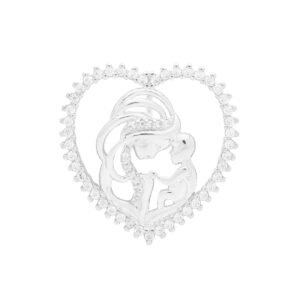 Pingente ♥ mãe e filho - banho ródio branco