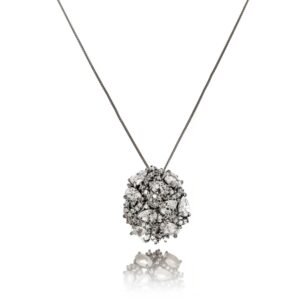 Colar semi oval com zircônias - Banho ródio negro